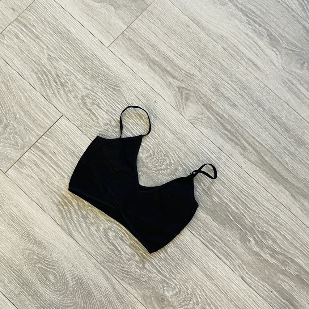 Black cotton on bralettes.